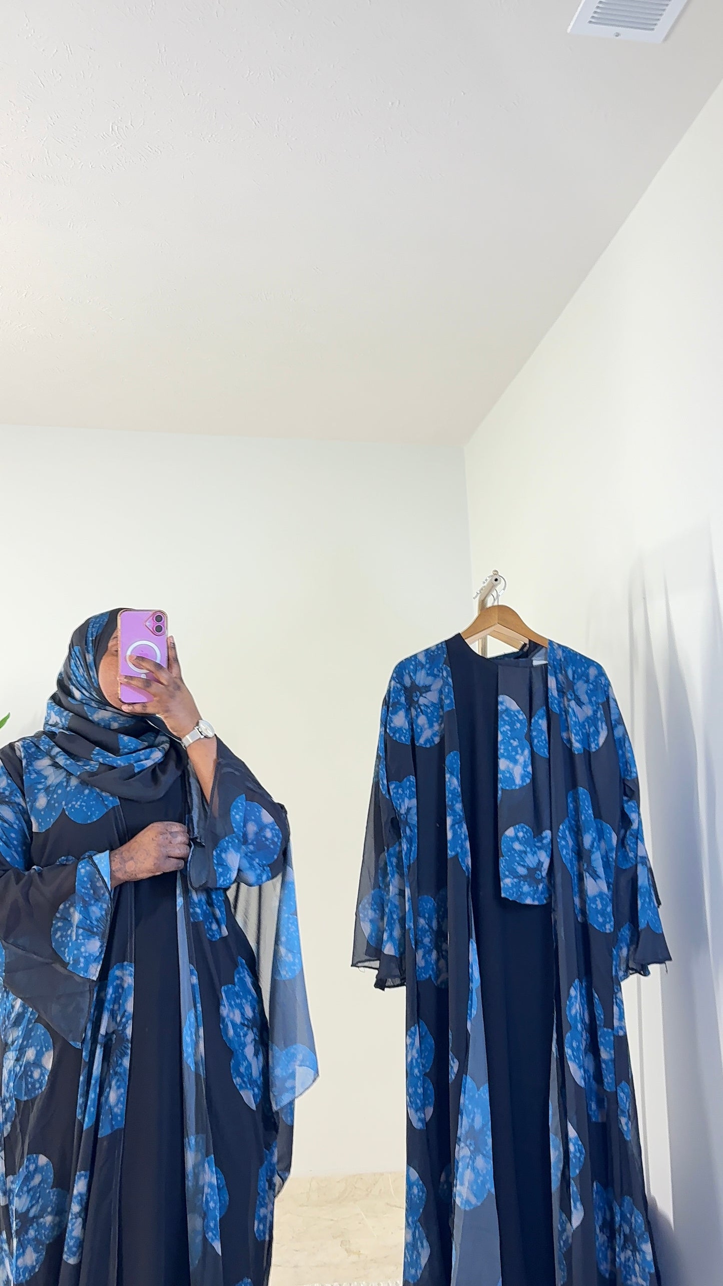 Three piece floral abaya