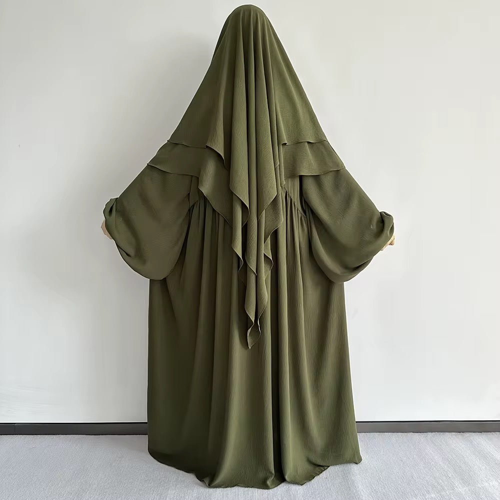 Modest Balloon Sleeve Abaya with Khimars