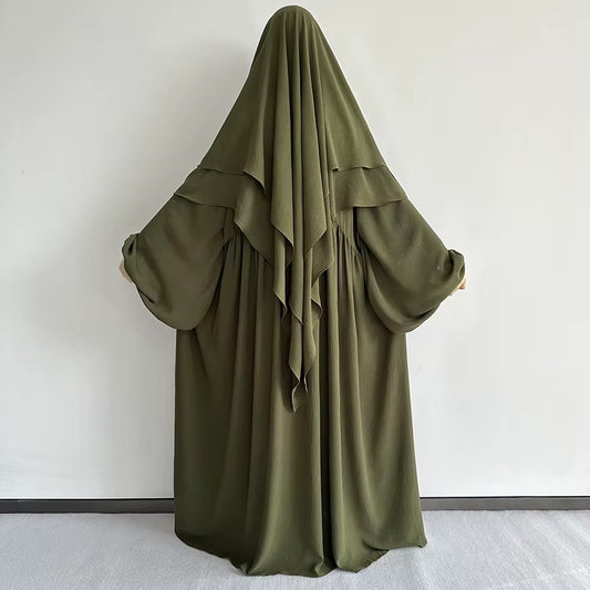 Modest Balloon Sleeve Abaya with Khimars