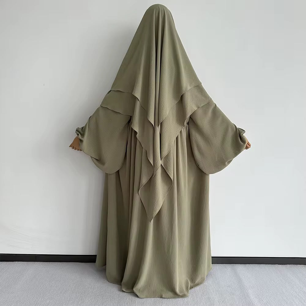 Modest Balloon Sleeve Abaya with Khimars