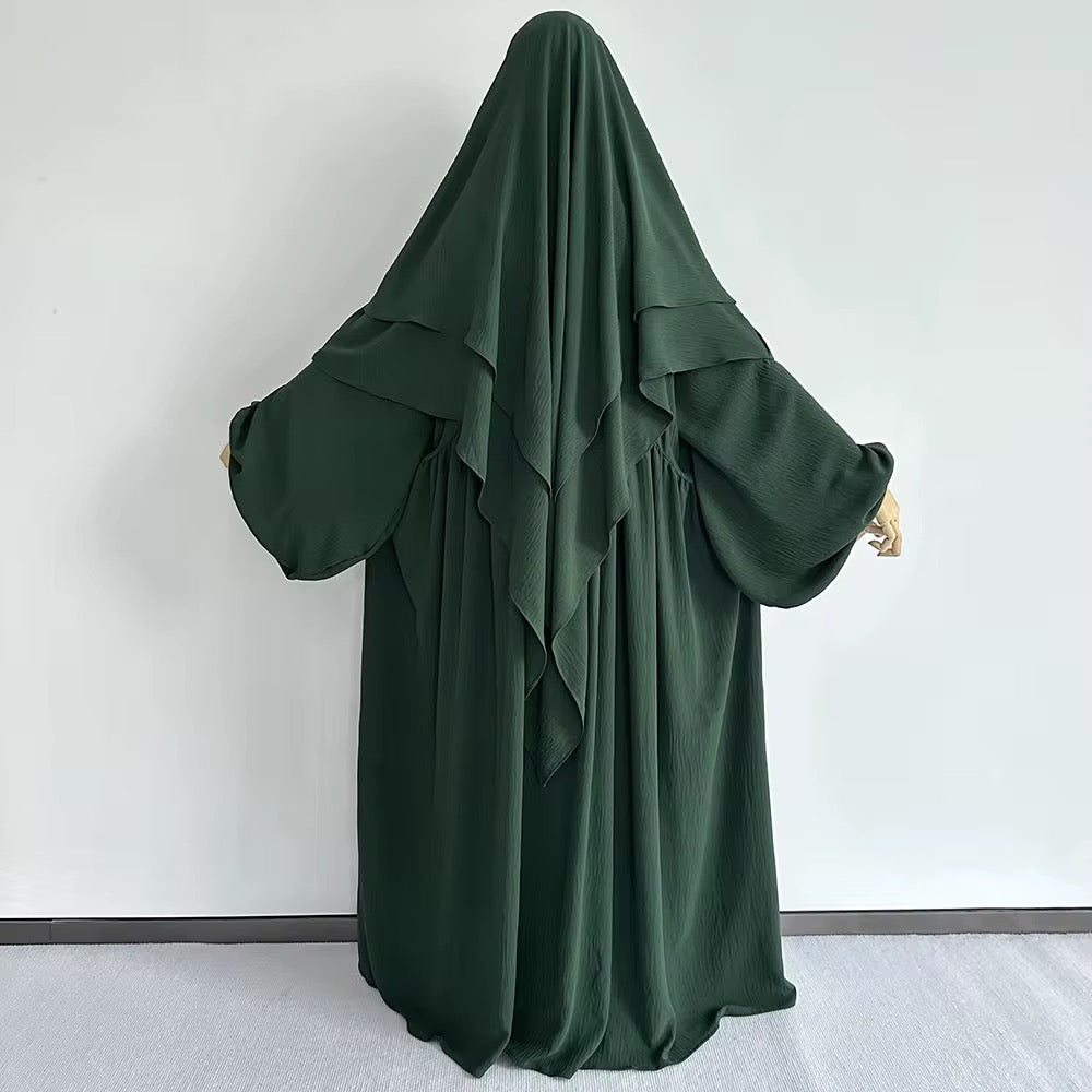 Modest Balloon Sleeve Abaya with Khimars