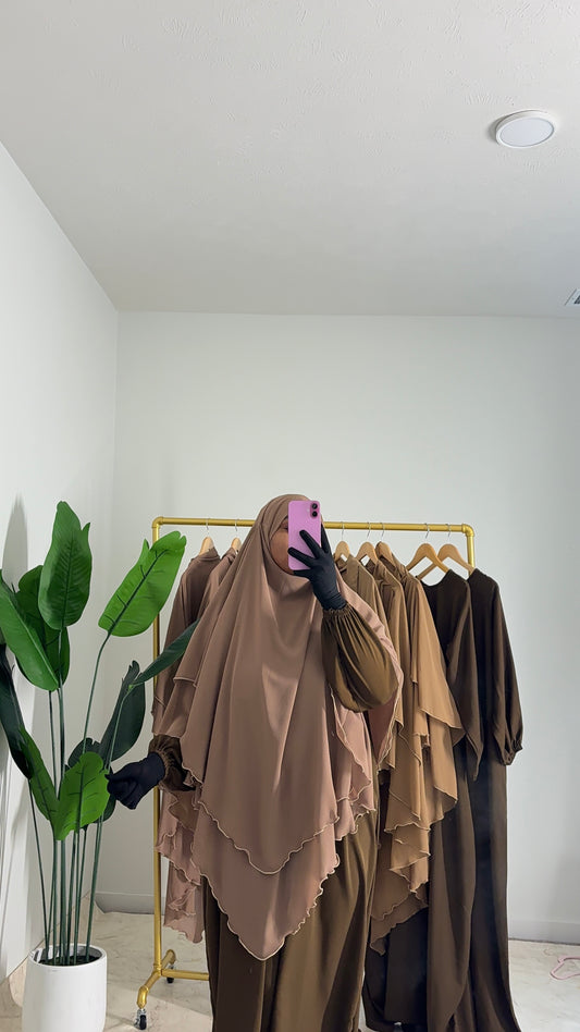 2 layers Khimar Set Mocha
