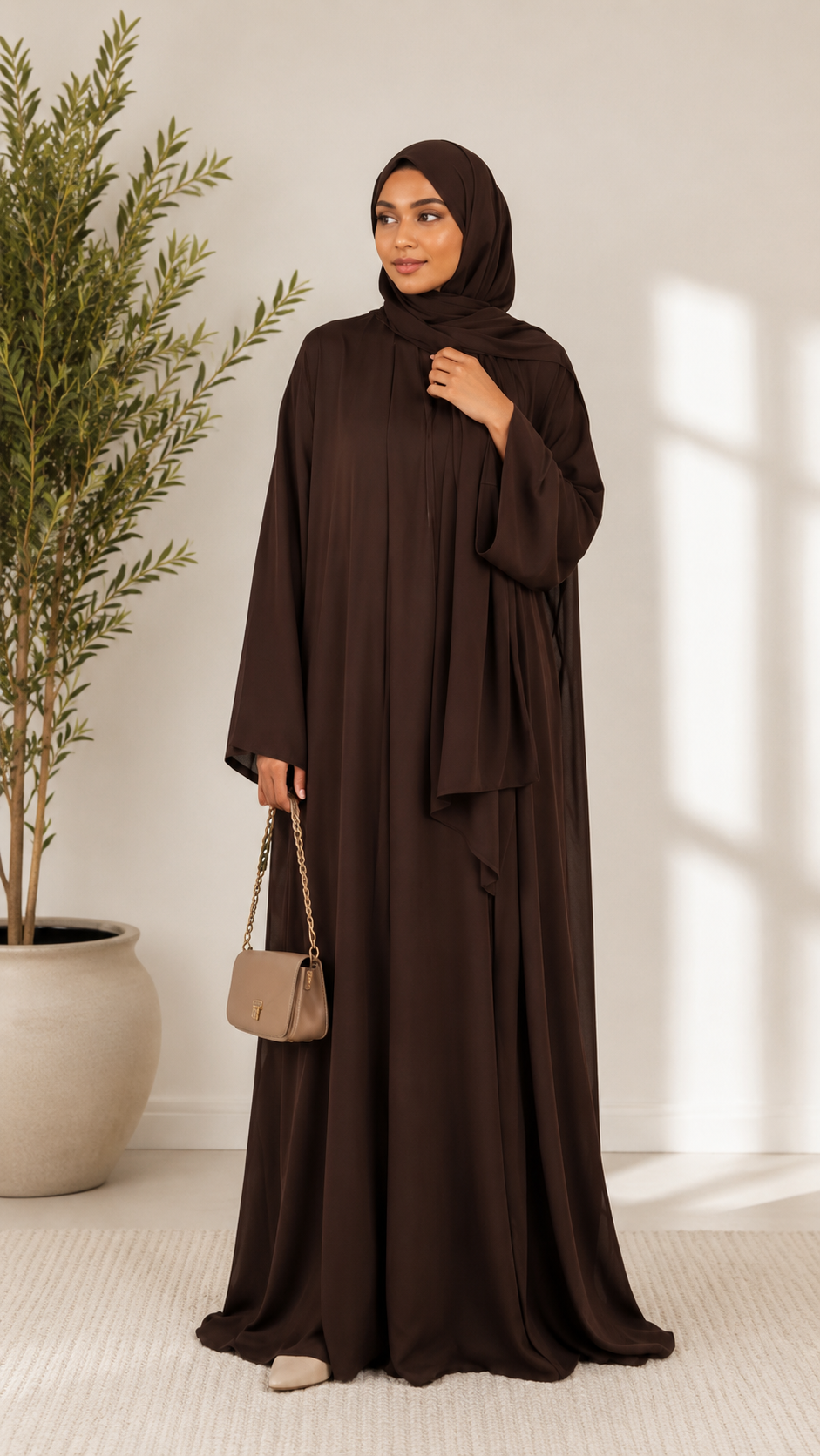 Plain Abaya Set with Matching Hijab