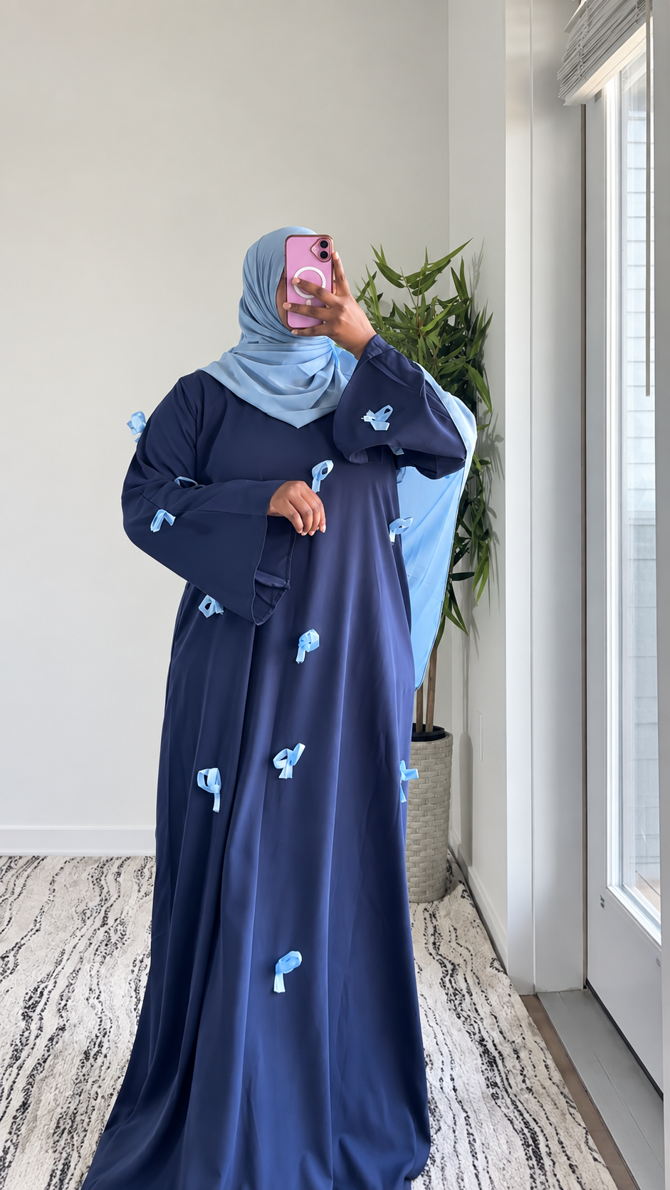 Bow abaya navy