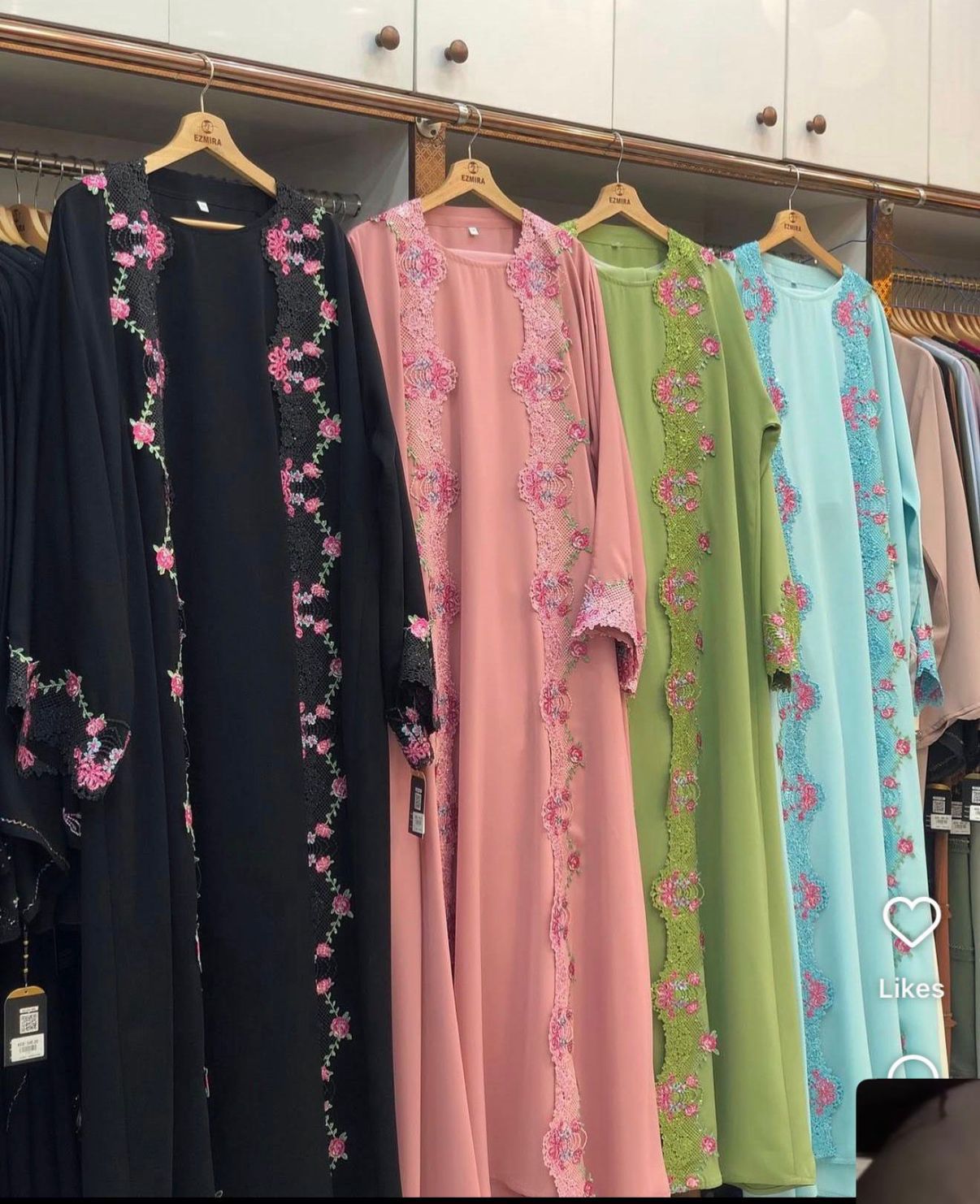 Lace floral Abaya – Elegant Open Front Abaya