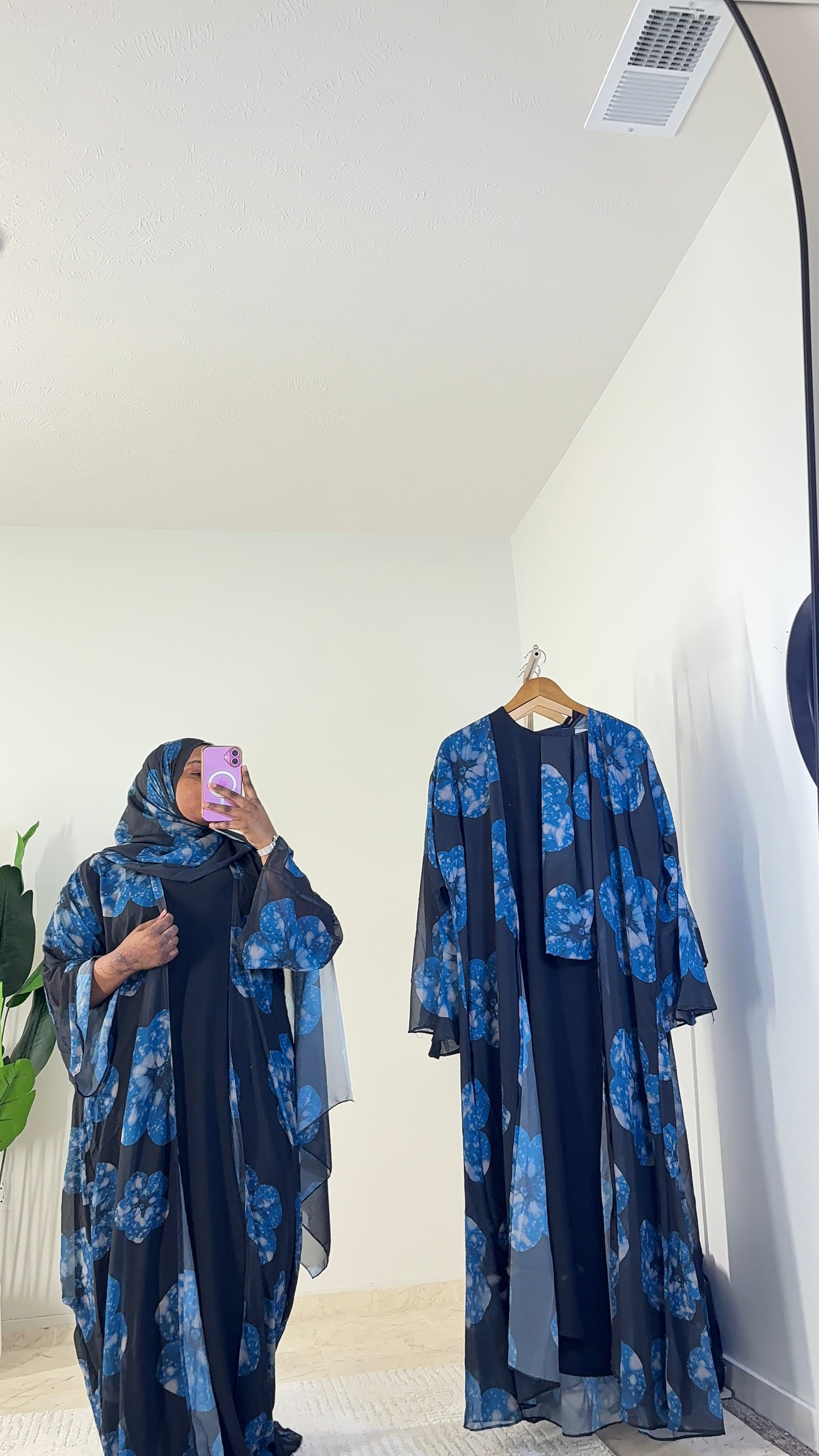 Three piece floral abaya