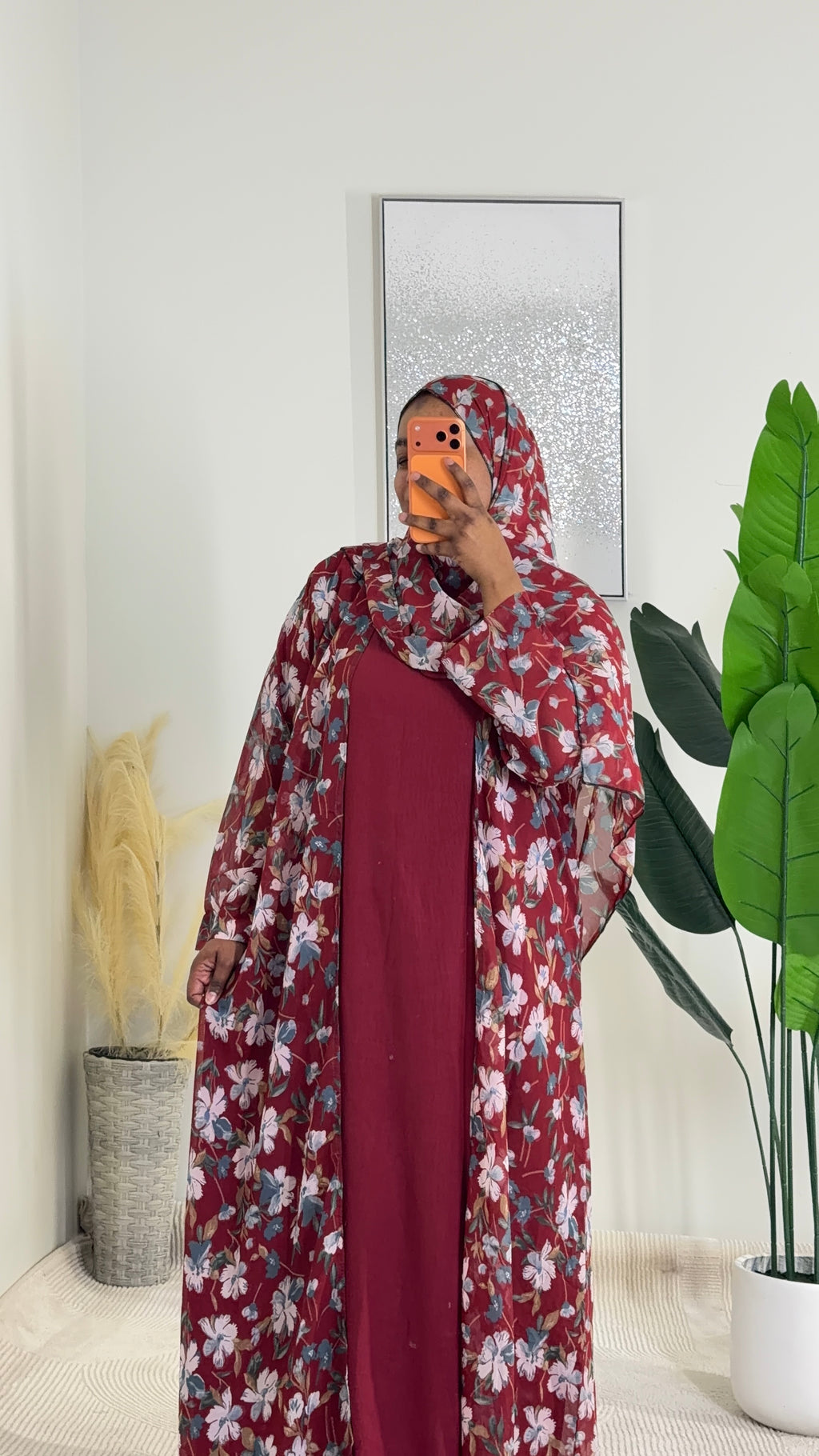 3pc Floral abaya