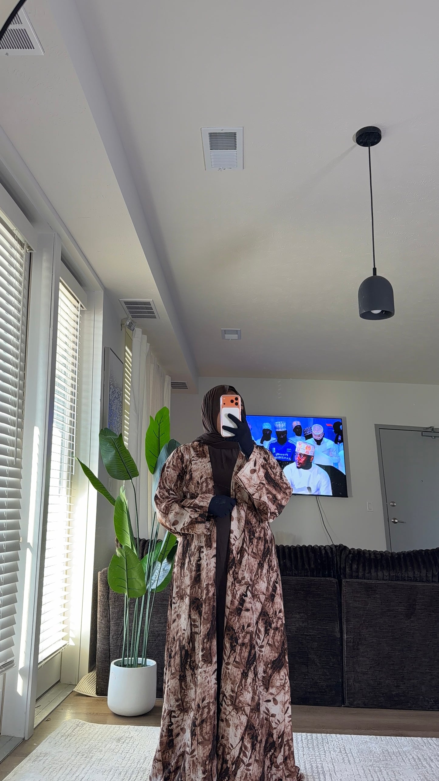 3 pieces abaya in brown