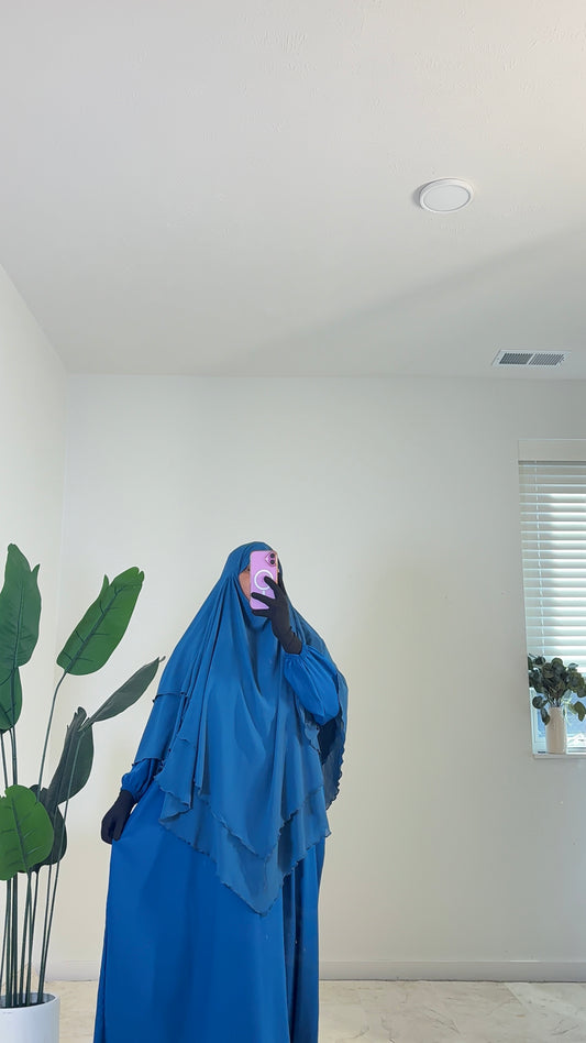 Blue Khimar/abaya set