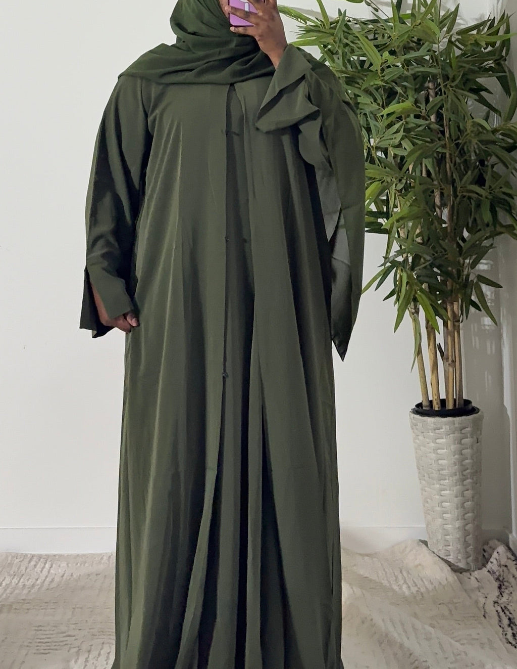 Plain Abaya Set with Matching Hijab