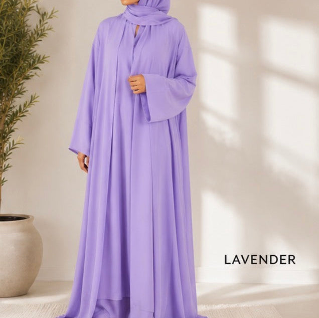 Plain Abaya Set with Matching Hijab