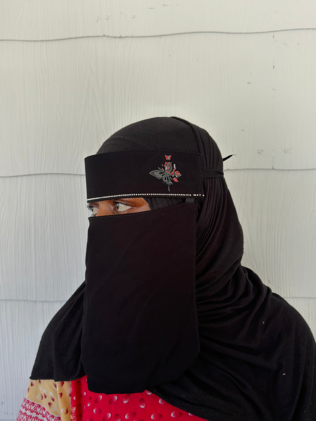 Niqab with flower and butterfly design ￼