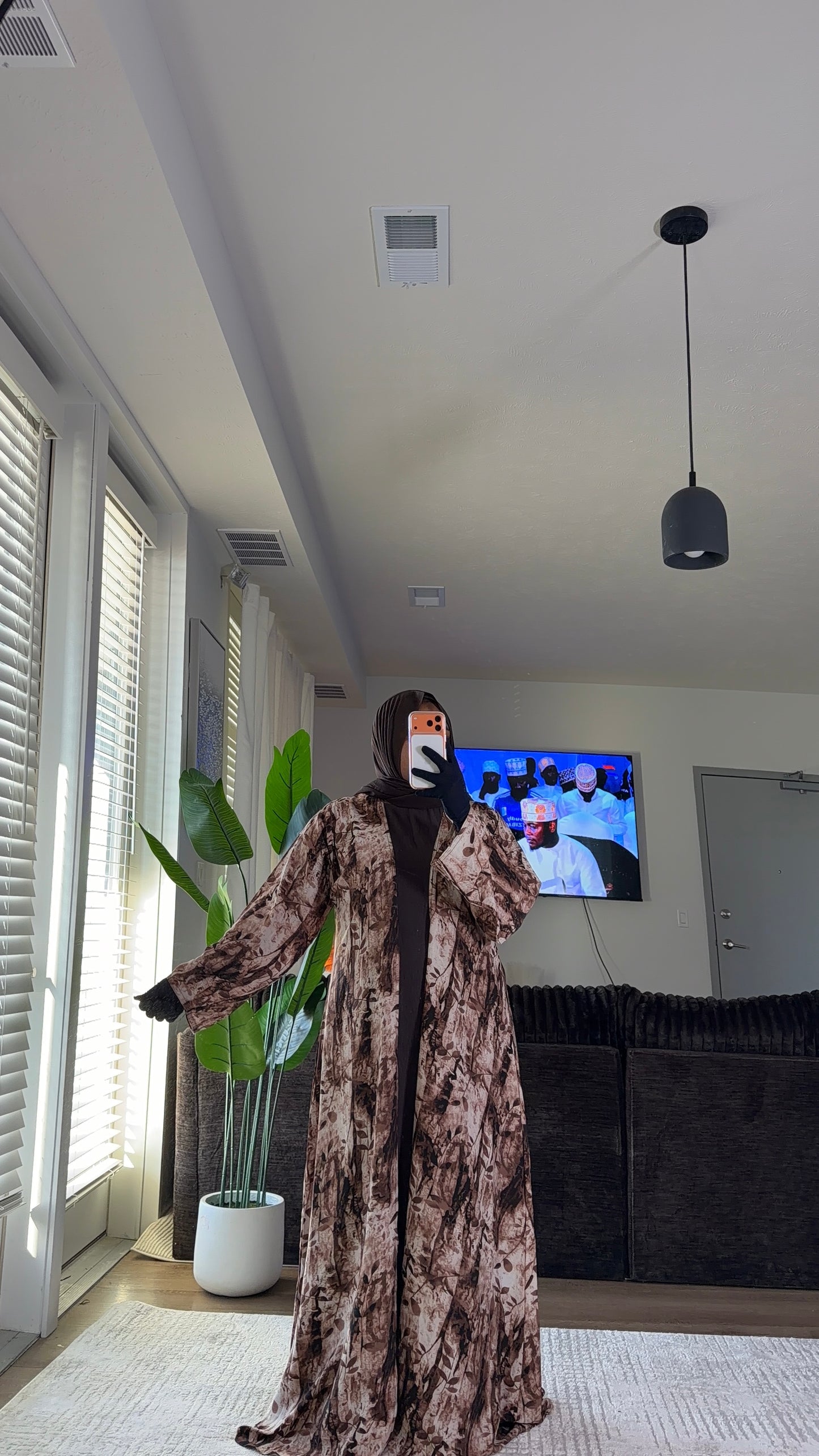 3 pieces abaya in brown