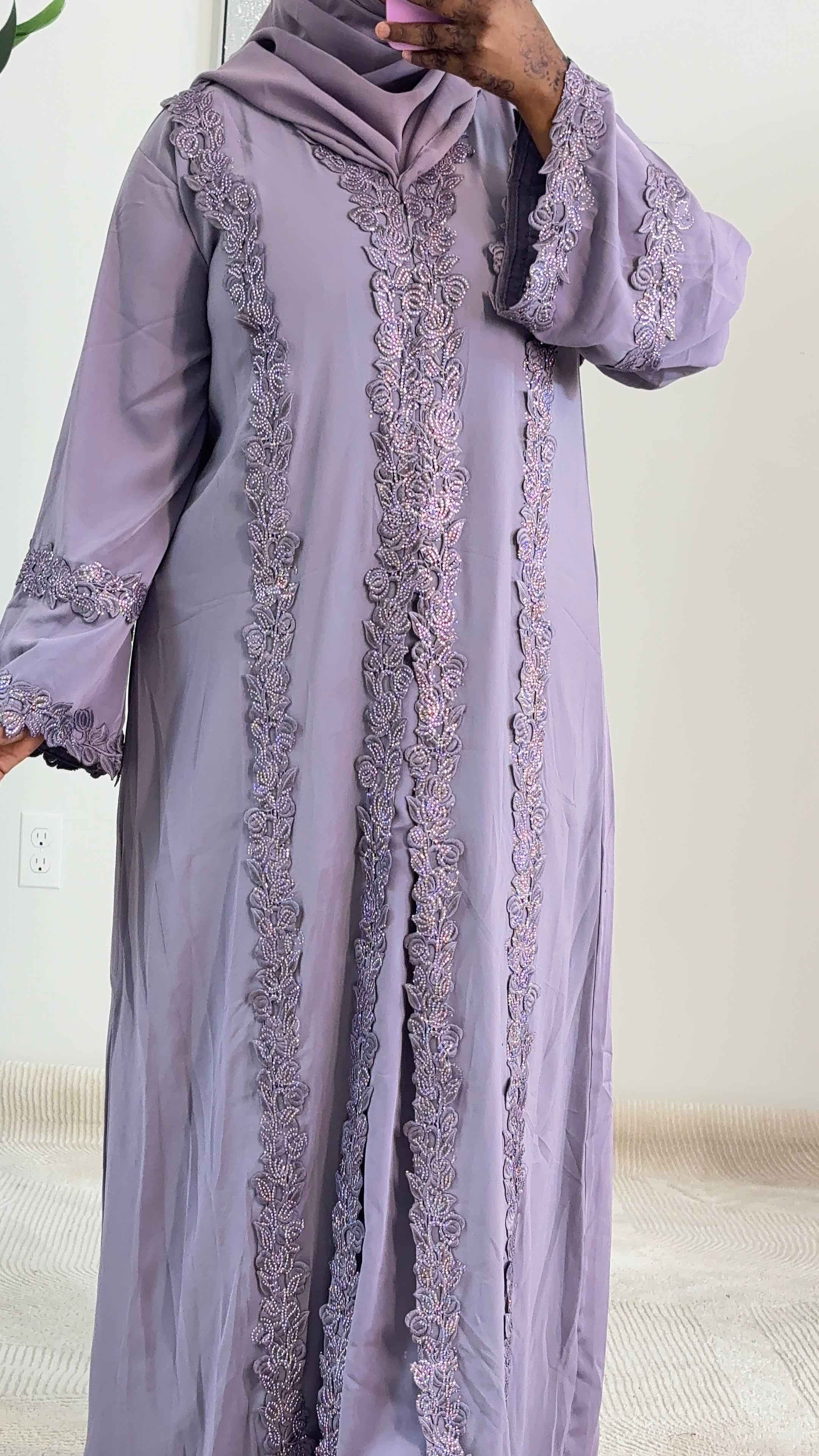 Elegant Lace 3-Piece Abaya Set