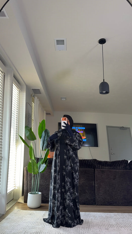 3 pieces abaya in black