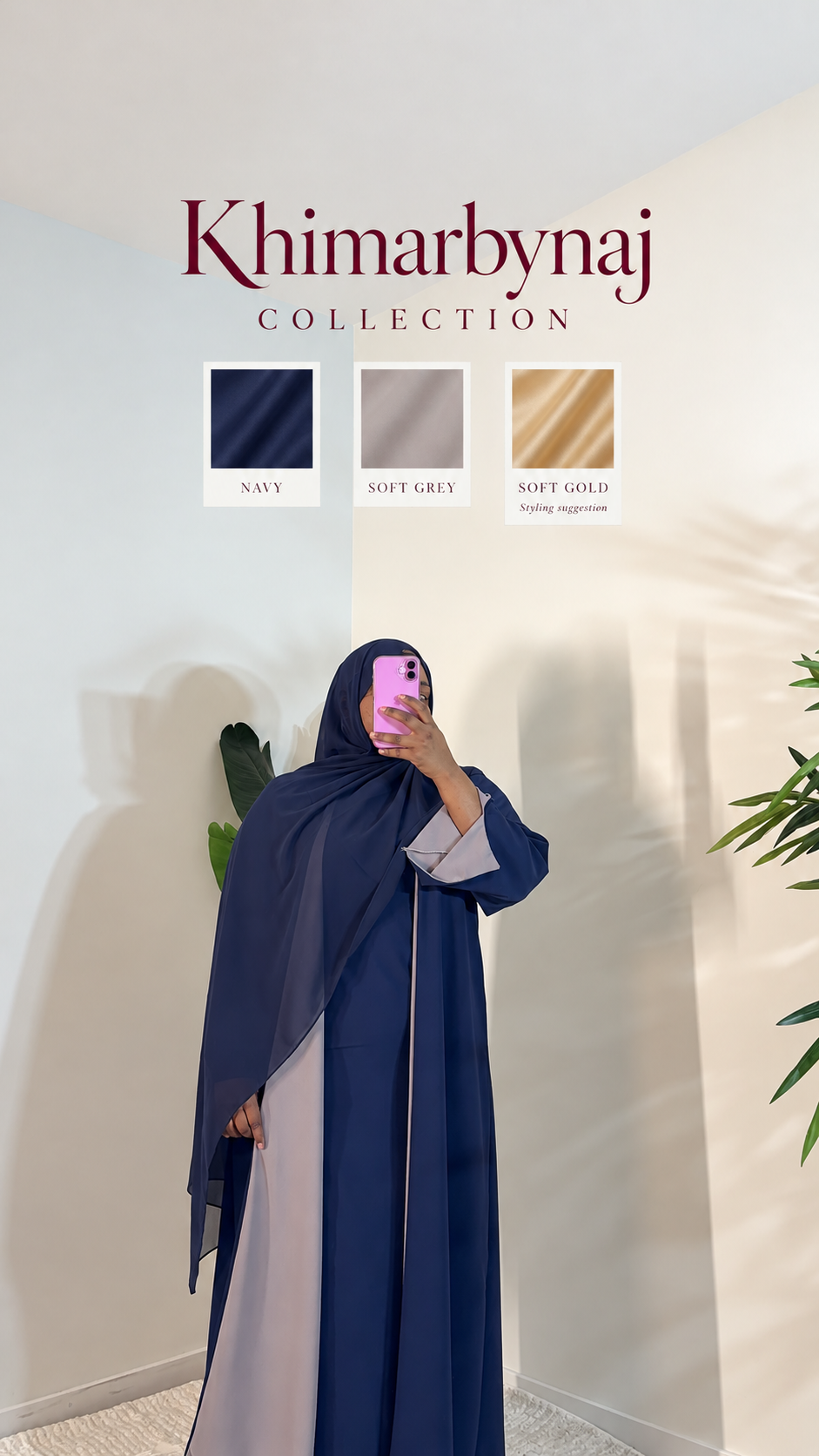 Reversible Double-Sided Abaya – Navy￼