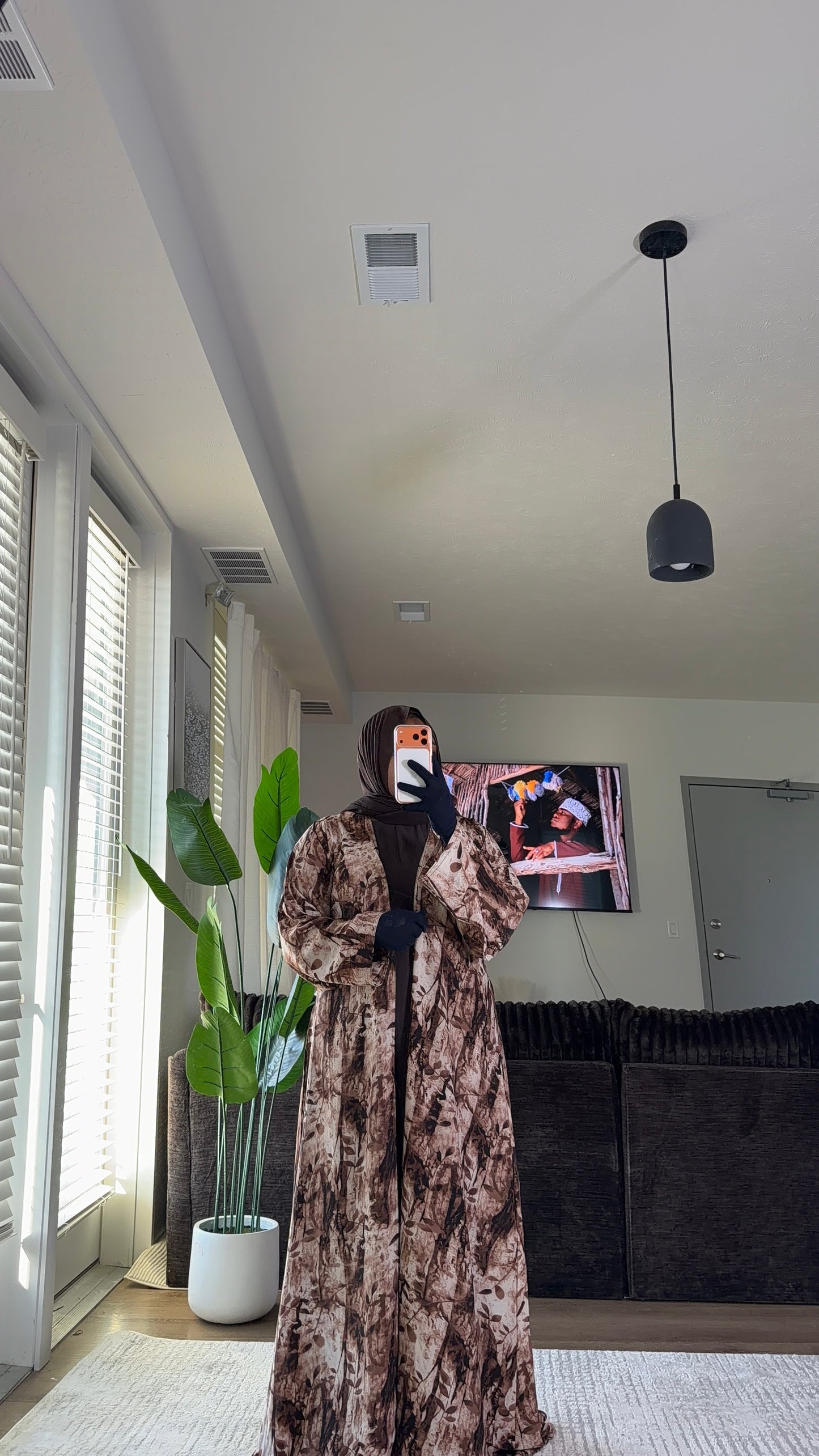 3 pieces abaya in brown