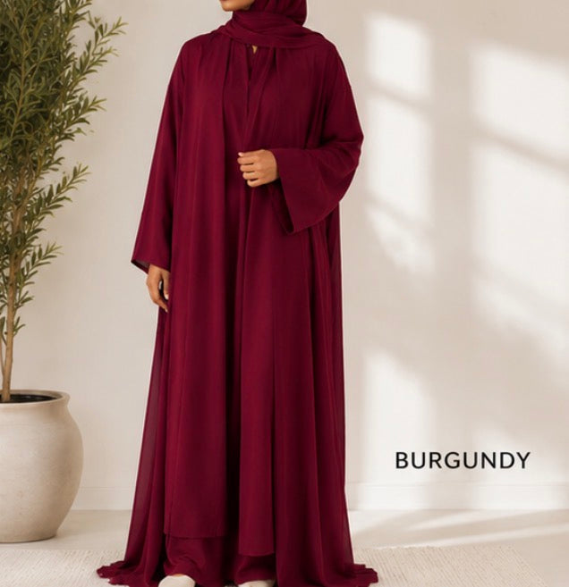 Plain Abaya Set with Matching Hijab