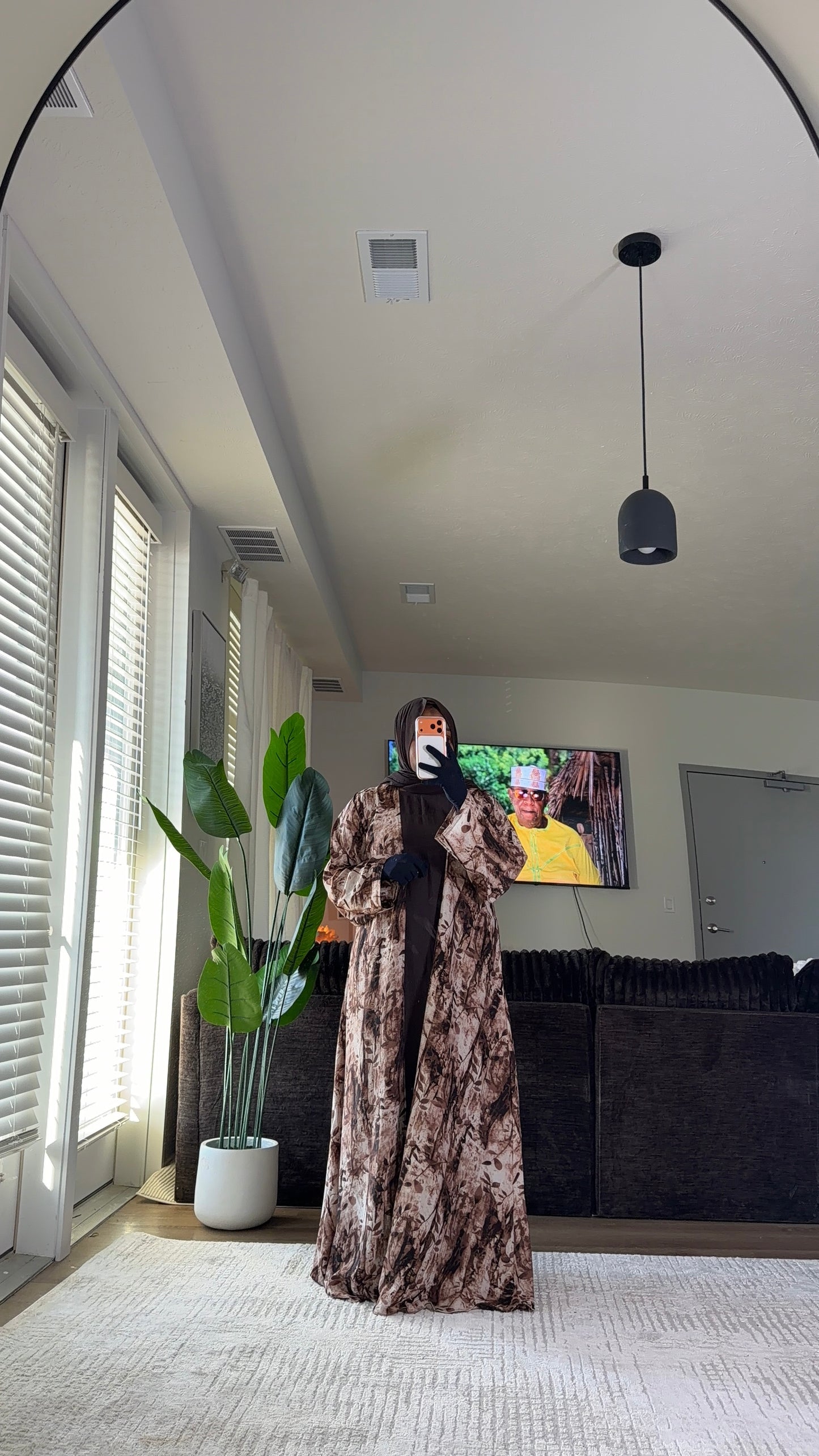 3 pieces abaya in brown