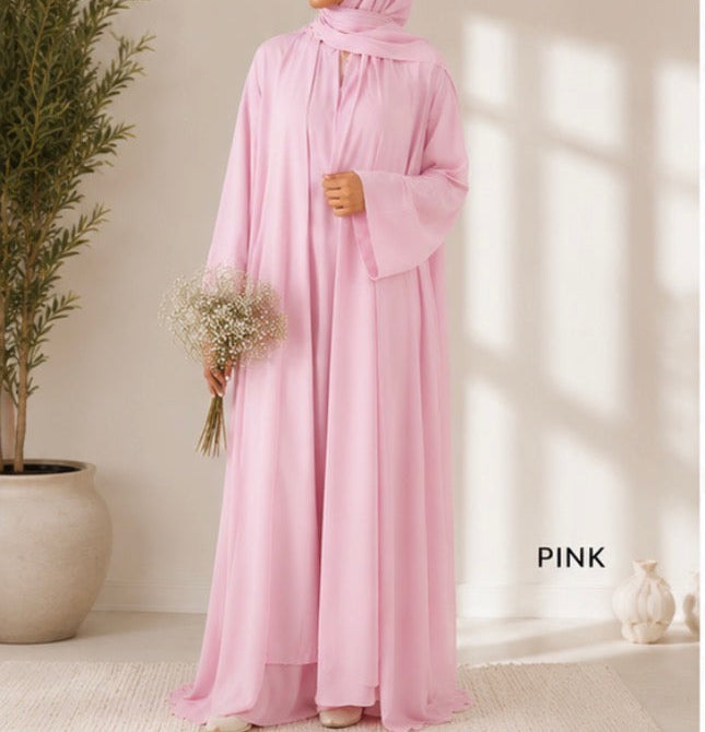 Plain Abaya Set with Matching Hijab