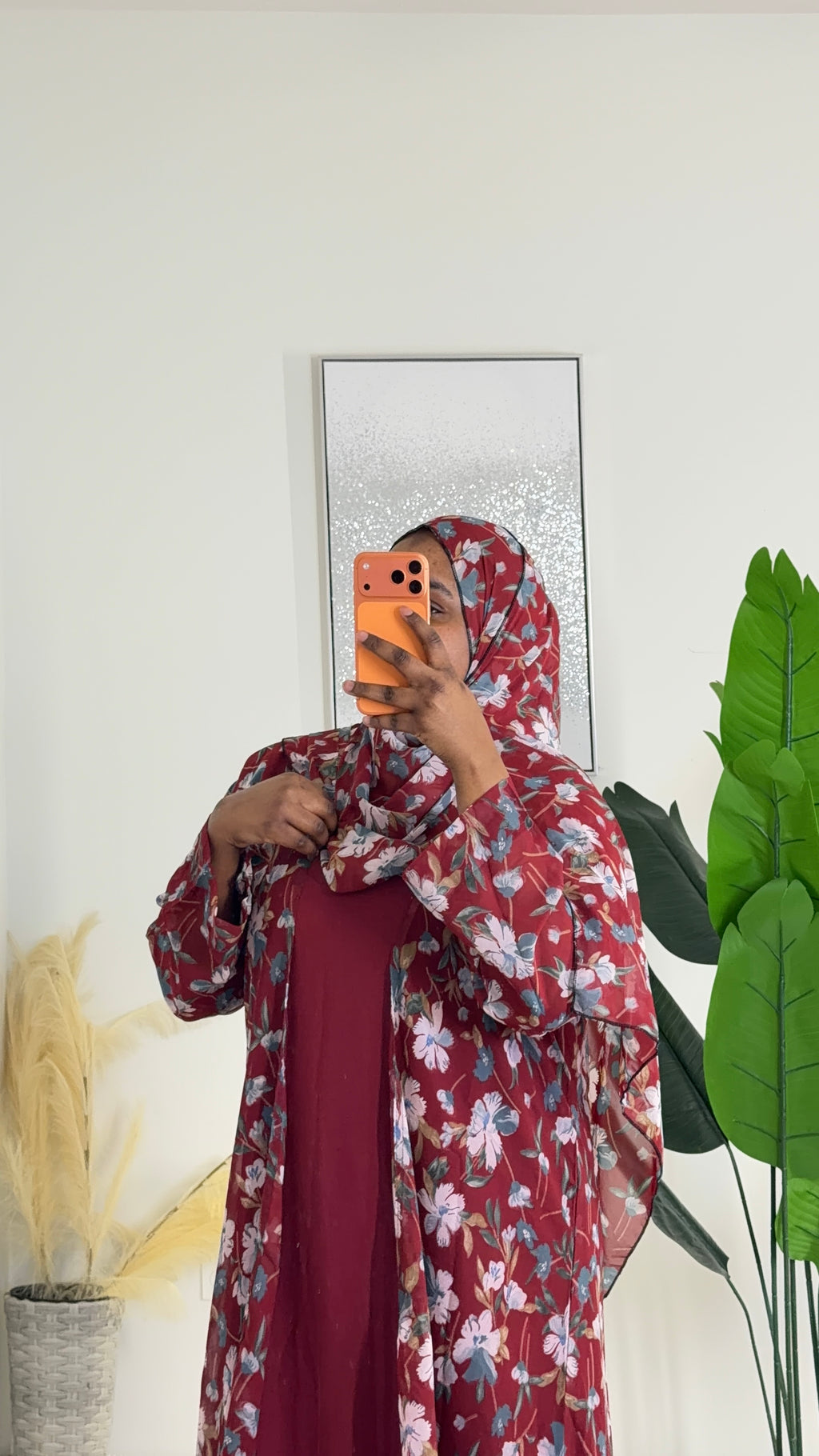 3pc Floral abaya