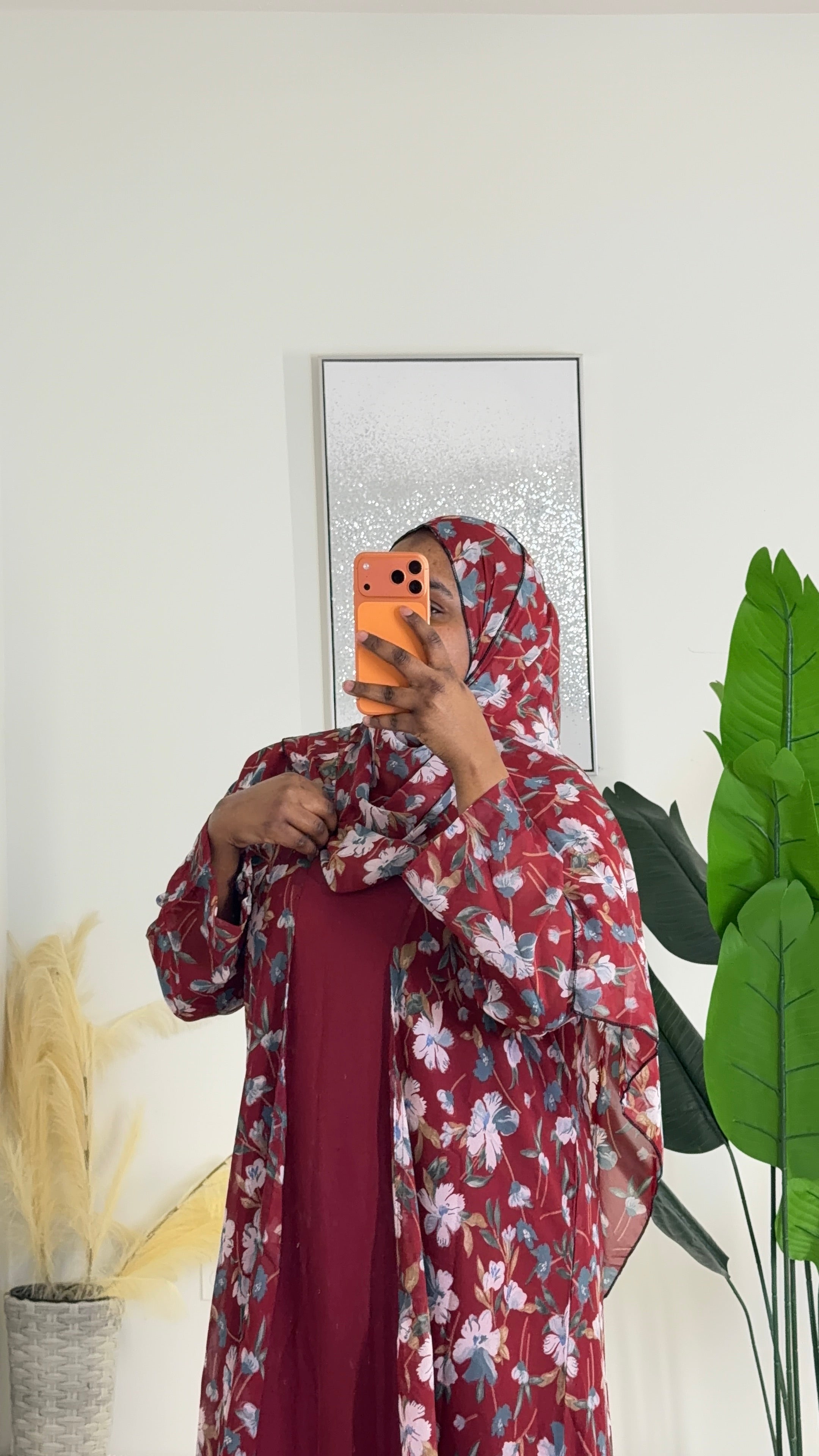 3pc Floral abaya