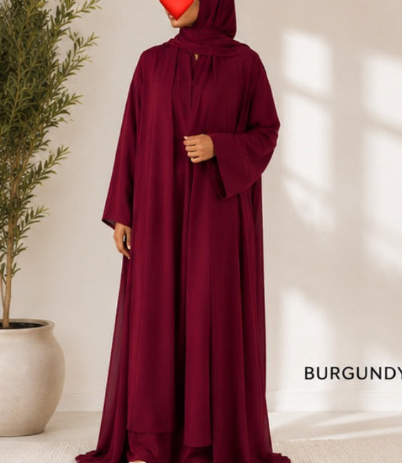 Plain Abaya Set with Matching Hijab