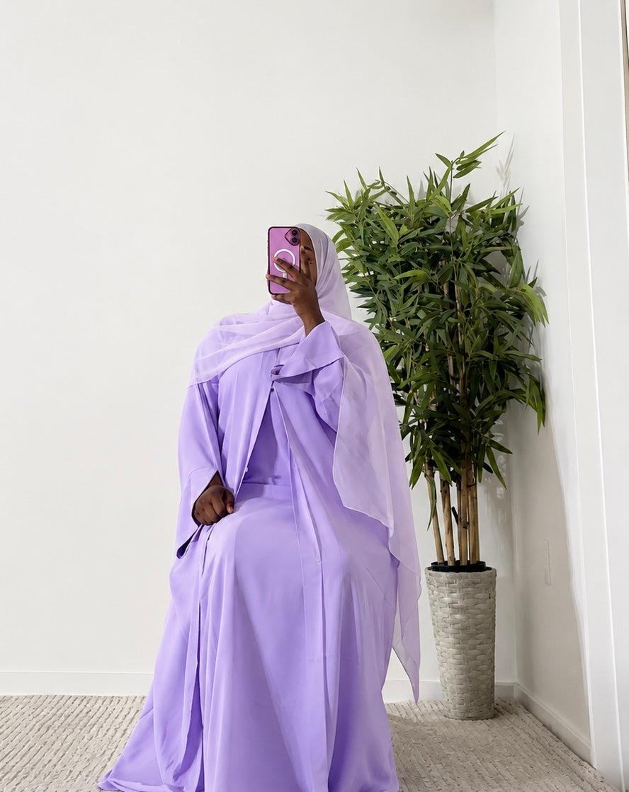 Plain Abaya Set with Matching Hijab