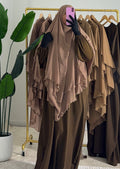2-Layer Khimar Set – Mocha | Elegant & Full Coverage