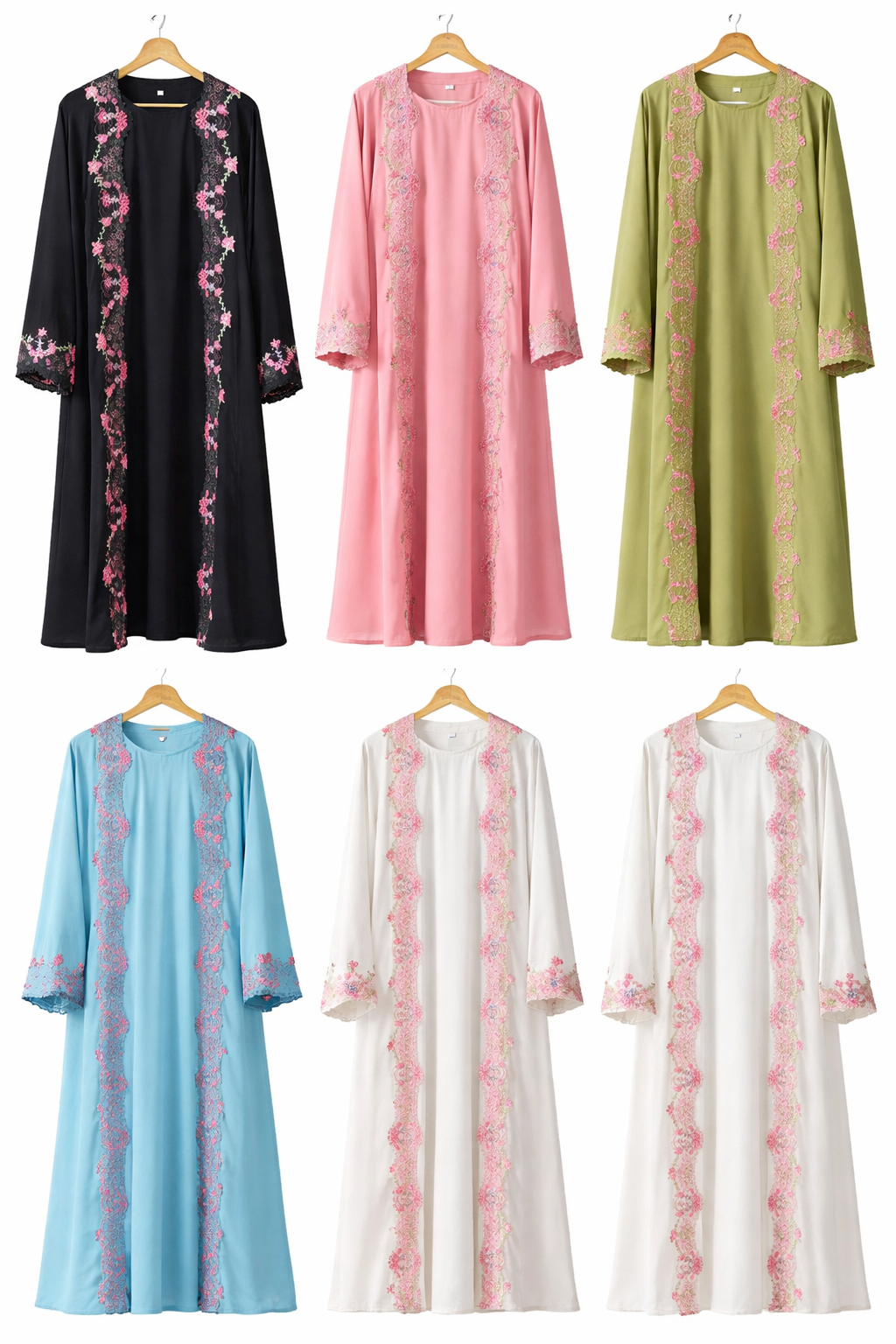 Lace floral Abaya – Elegant Open Front Abaya