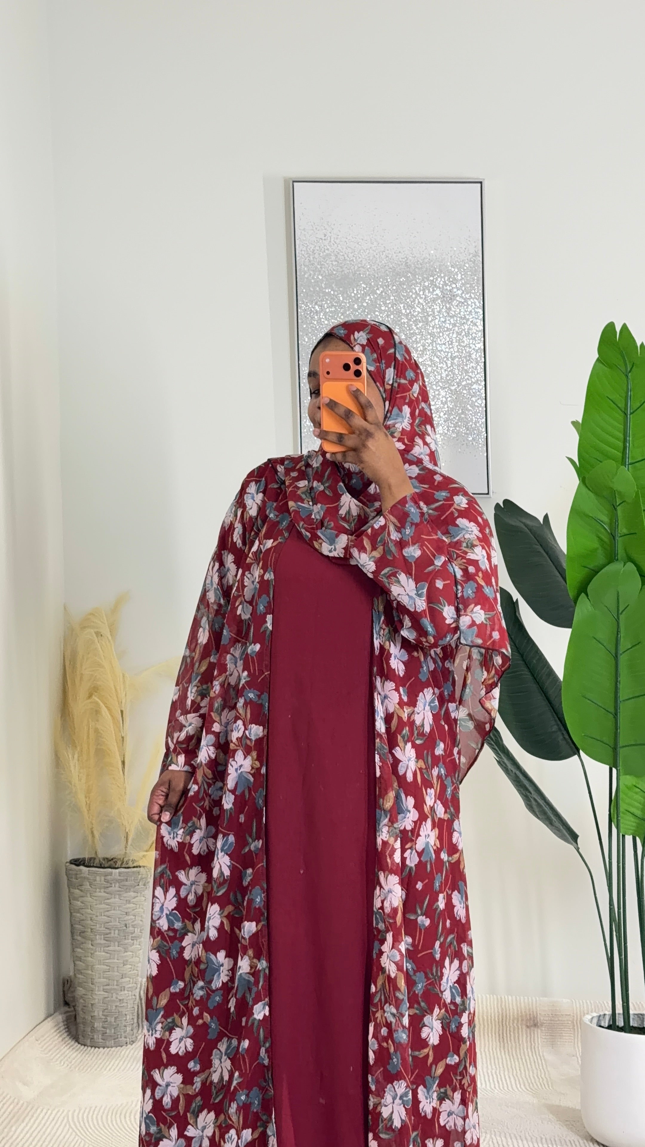 3pc Floral abaya