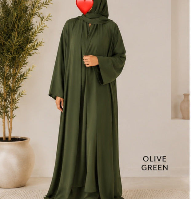 Plain Abaya Set with Matching Hijab