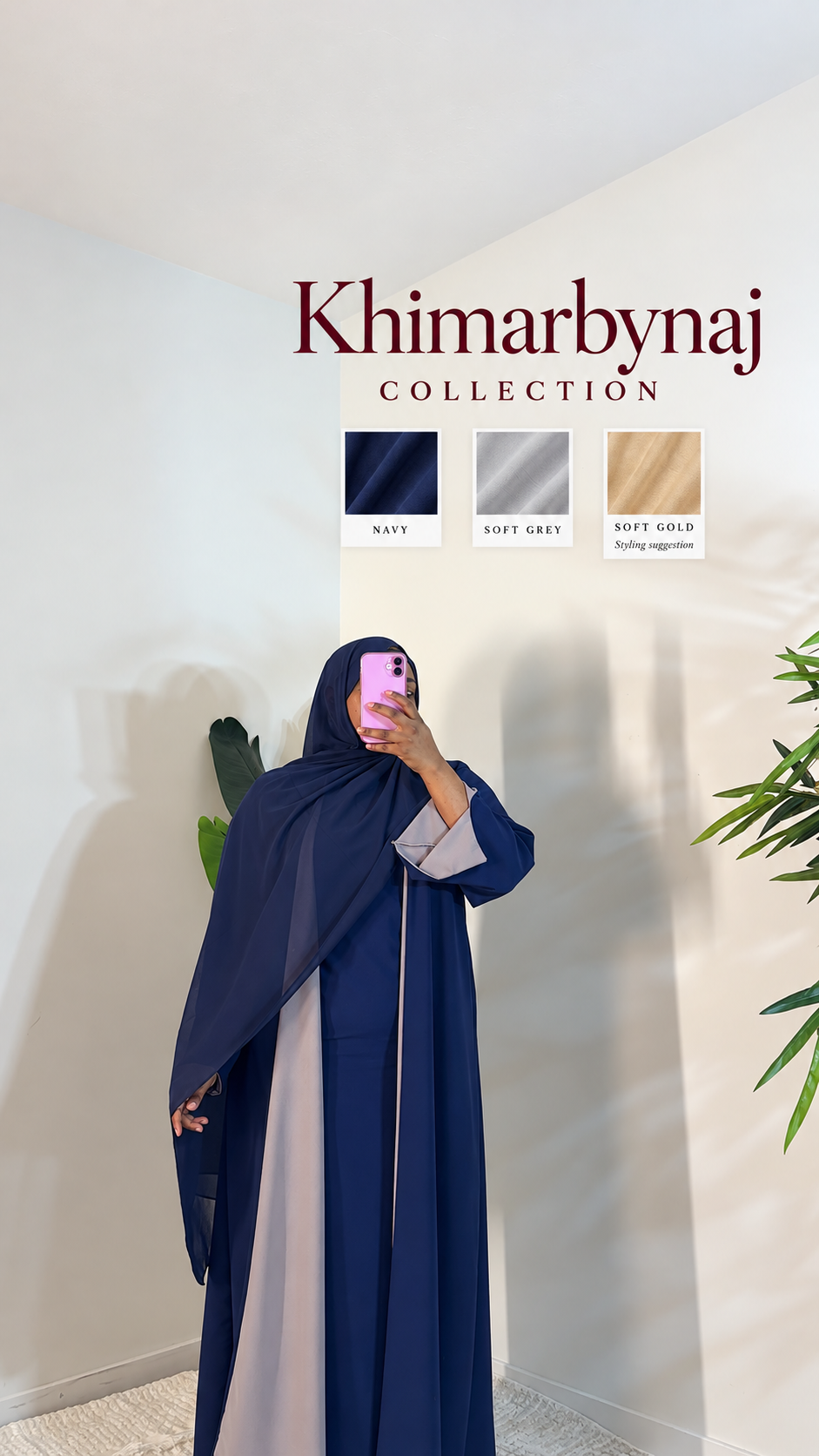 Reversible Double-Sided Abaya – Navy￼