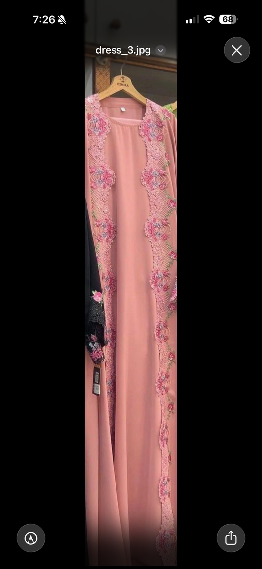 Lace floral Abaya – Elegant Open Front Abaya