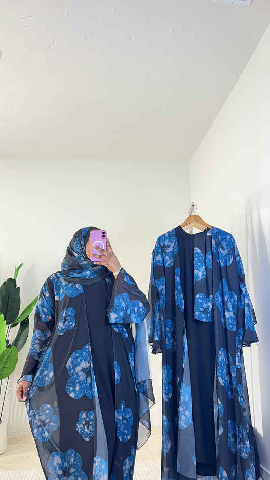 Three piece floral abaya