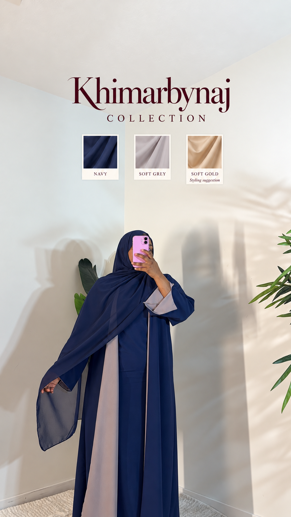 Reversible Double-Sided Abaya – Navy￼