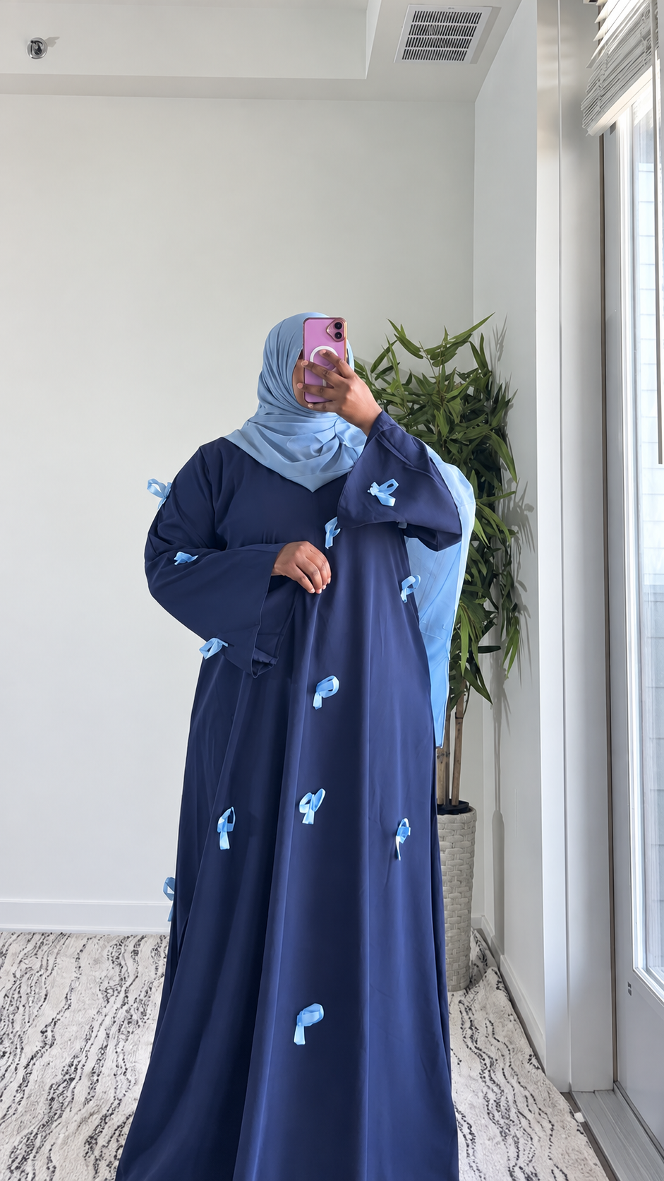 Bow abaya navy